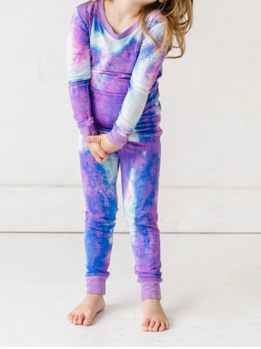 Little Sleepies Purple Blue Tie-Dye Kids Pajama Set